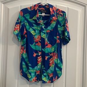 The Children’s Place Blue and Green Tropical Shirt